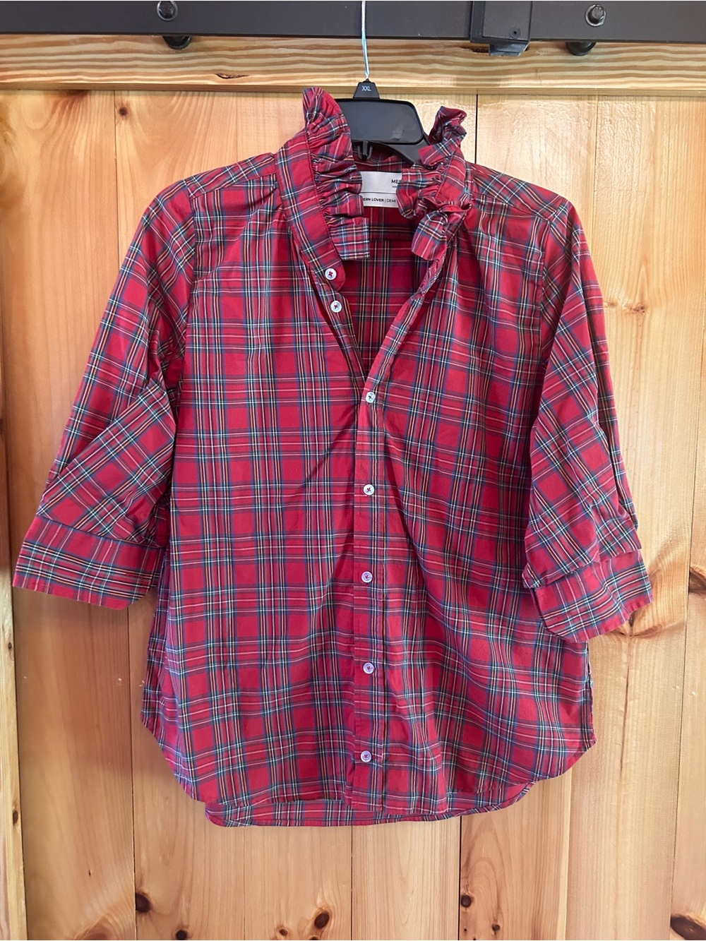 KMJ Kate McHale Jensen Southern Lover Ruffle Collar Shirt Blouse size medium